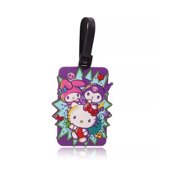 Hello Kitty & Friends Luggage Tags Set Of 4 Pink & Purple Durable PVC With Adjus - Picture 4 of 8